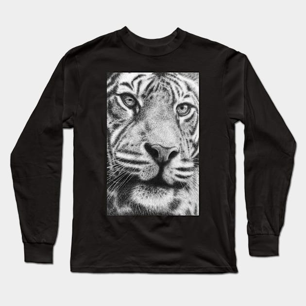 Wildlife Tiger Portrait Long Sleeve T-Shirt by WickedIllusion